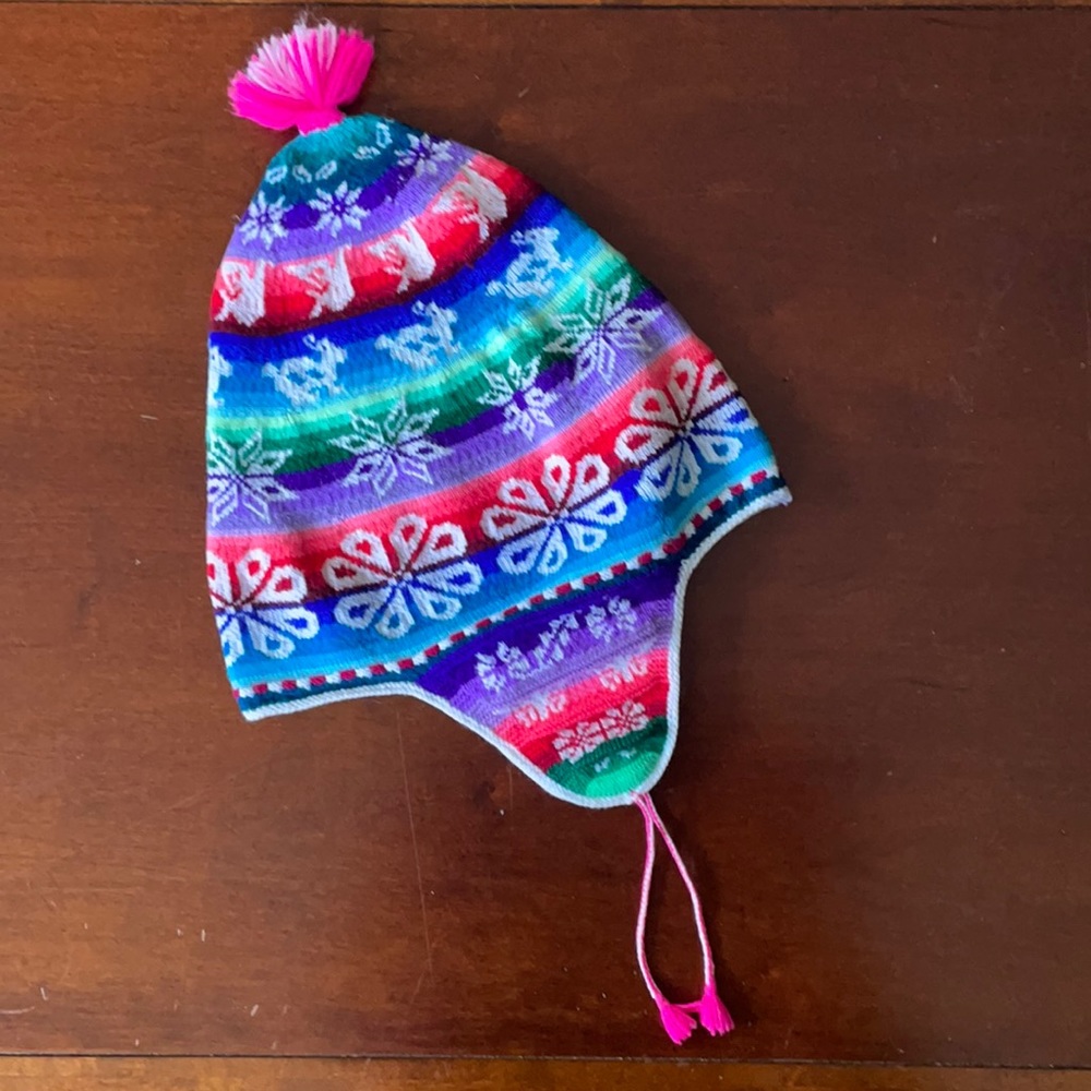 Handmade Peruvian Chullo hat from the mountains near Cusco